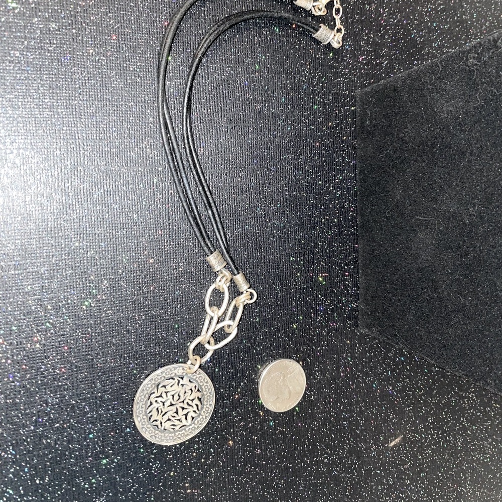 Silpada Leather Necklace with Sterling Silver Artistic Pendant